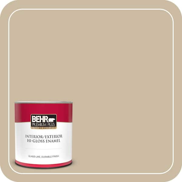 BEHR PREMIUM PLUS 1 qt. #MQ2-26 Windsor Tan Hi-Gloss Enamel Interior/Exterior Paint & Primer