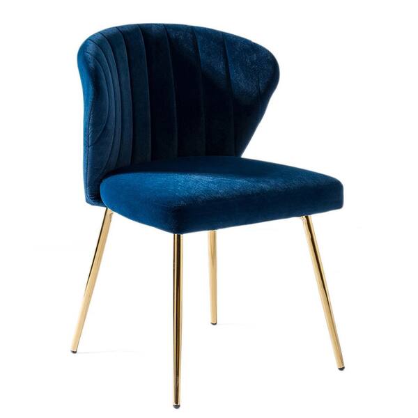 JAYDEN CREATION Luna Navy Gold Legs Side Chair CHM6125ANAVY The Home