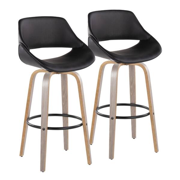 Lumisource Fabrico 29.5 in. Black Faux Leather, Light Grey