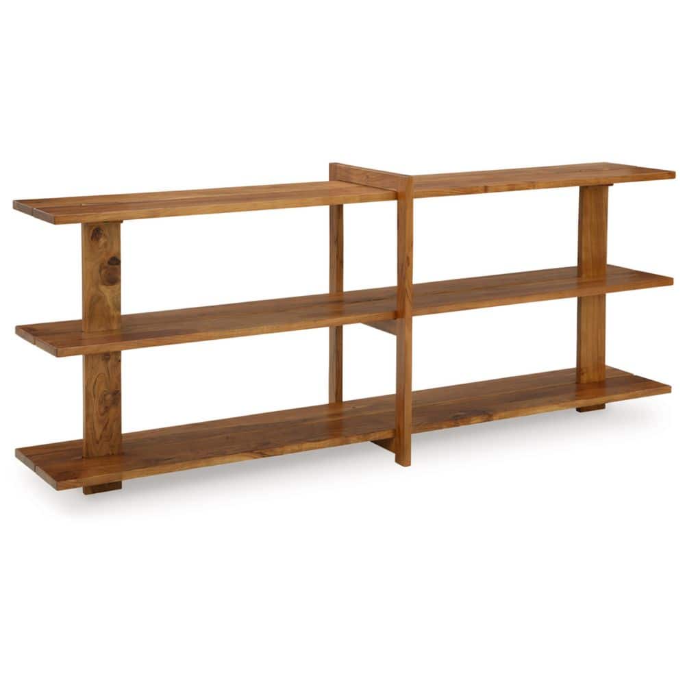 Fayemour 78" Light Brown Solid Wood Console Table with Storage