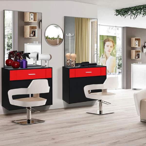 Karl home Black and Red H Wall Mount Salon Station Hair