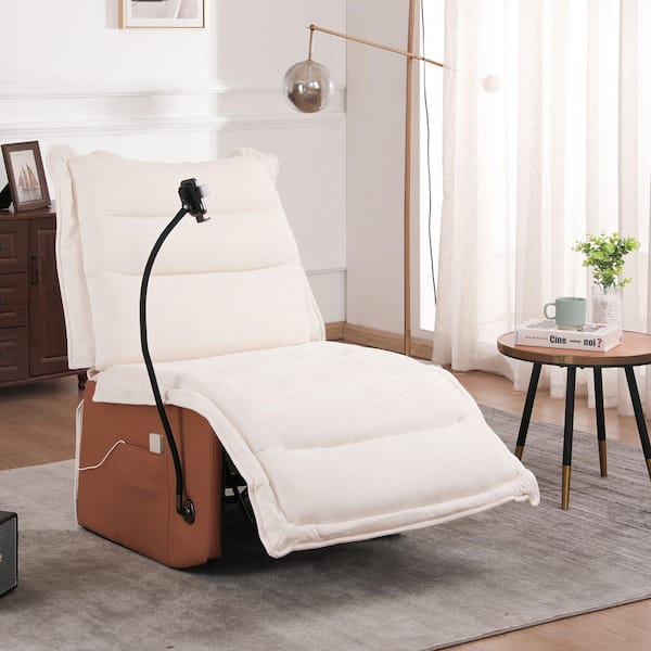 30 in. W Beige Chenille Fabric Power Lift Recliner Chair with Wireless Charger, Electric Recline, Heavy Duty Steel Frame