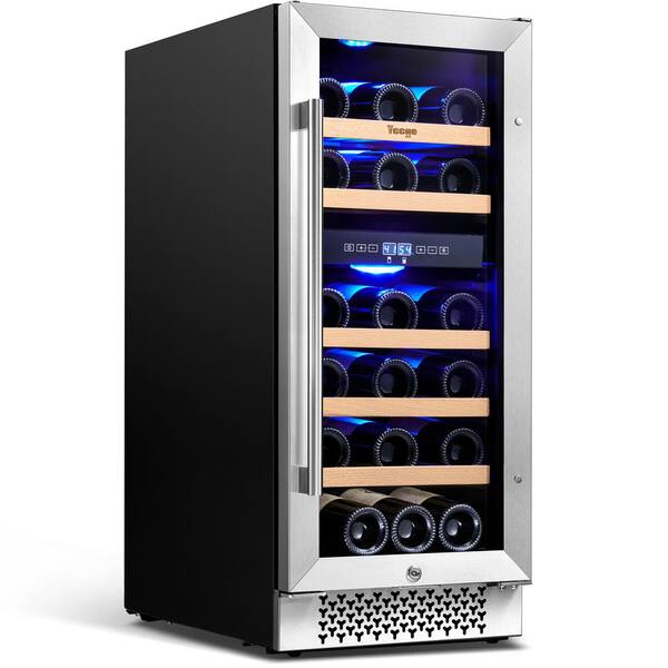 Yeego 15-in W 28-Bottle Capacity Stainless Steel Dual Zone Cooling Built-In  /freestanding Wine Cooler in the Wine Coolers department at