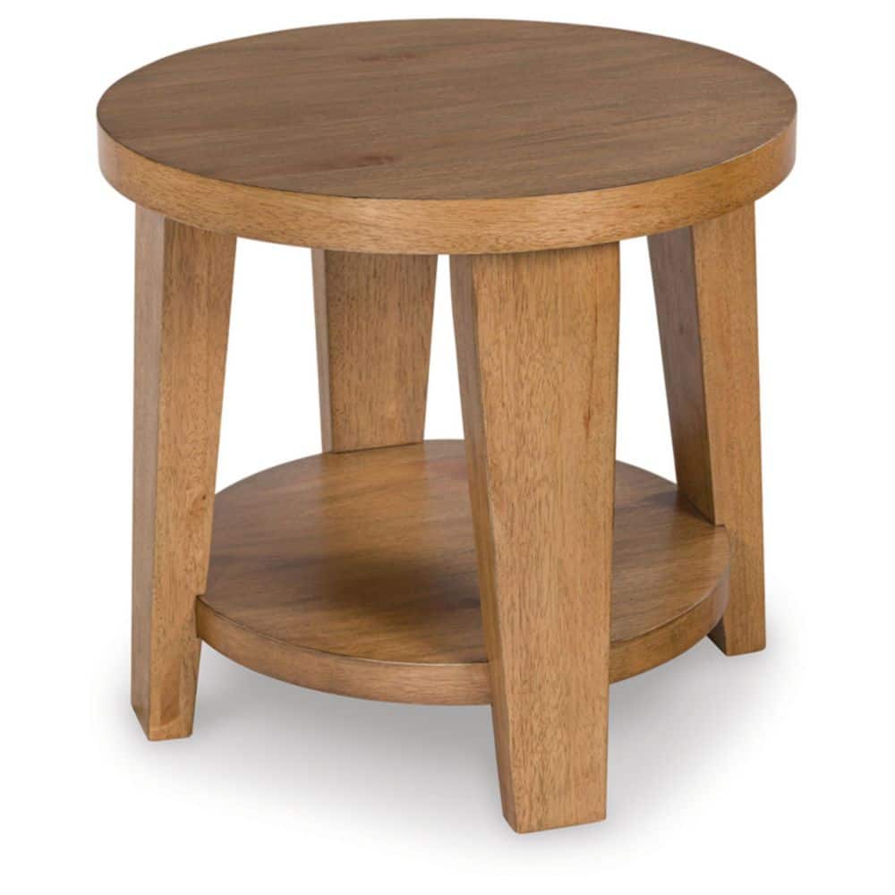 Kristiland 26" Round Brown Mango Wood End Table