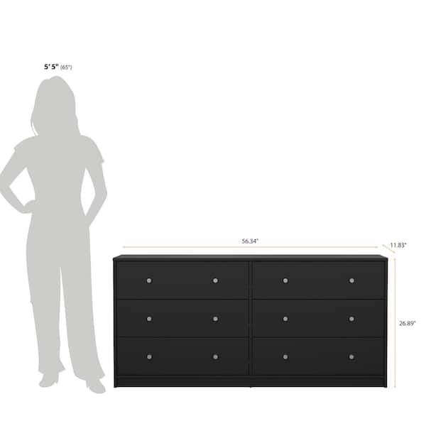 Tvilum Studio 6 Drawer Double Dresser Black