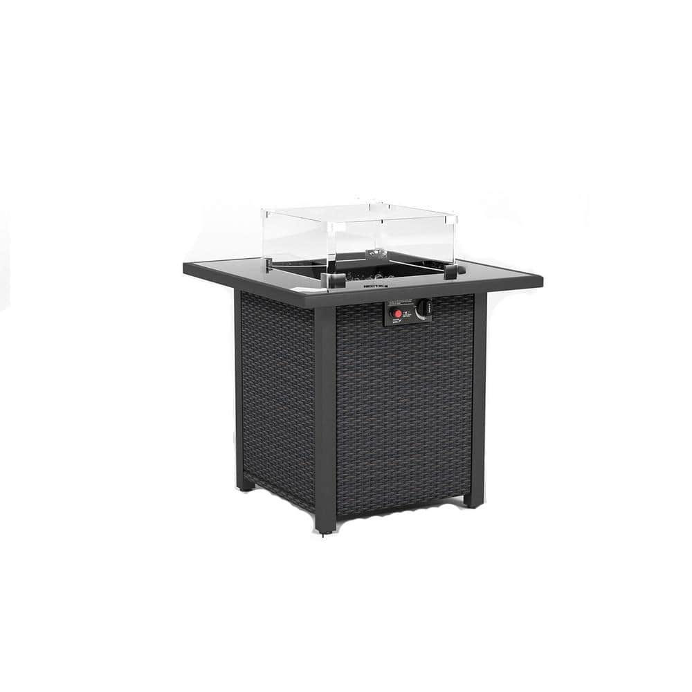 28 in. Propane Fire Pit Table, 50000 BTU Gas Firepits Tempered Glass Tablet