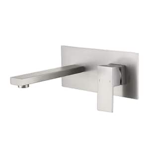 Single-Handle 2-Hole Wall Mount Bathroom Faucet with Rough-In Valve in Brushed Nickel