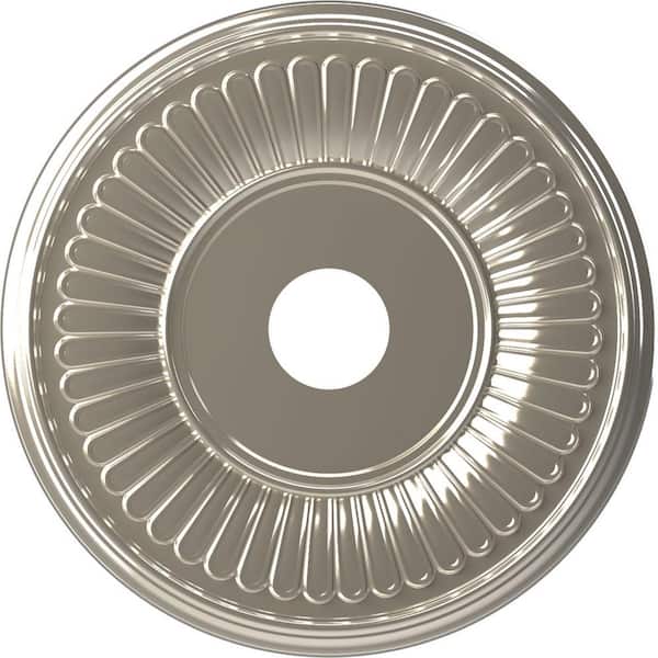 Ekena Millwork 19" OD x 3-1/2" ID x 1" P Berkshire Thermoformed PVC Ceiling Medallion (Fits Canopies up to 8-3/8"), Bright Coat Chrome