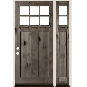 50 in. x 80 in. Craftsman Right-Hand/Inswing Clear Glass Grey Stain Douglas Fir Wood Prehung Front DoorRight Sidelite