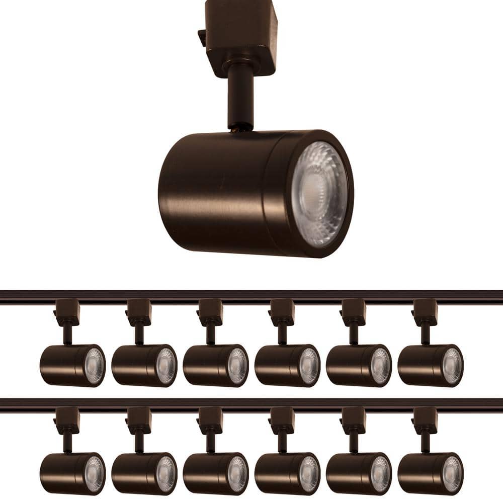 Dark Bronze 12-Light LED Track Lighting with Clear Glass Lens