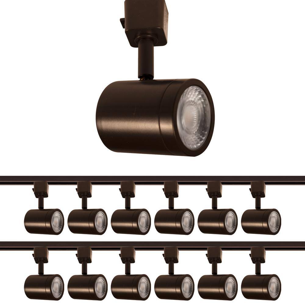 Dark Bronze 12-Light LED Track Lighting with Clear Glass Lens