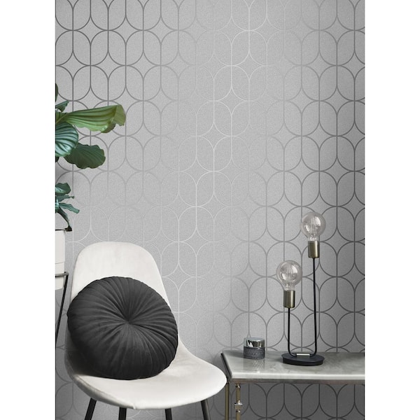 Raye Silver Rosco Trellis Matte Non-Pasted Strippable Wallpaper Sample