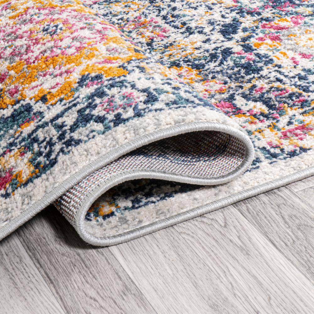 Bohemian Ivory & Multi-Color Synthetic 2x8 Area Rug