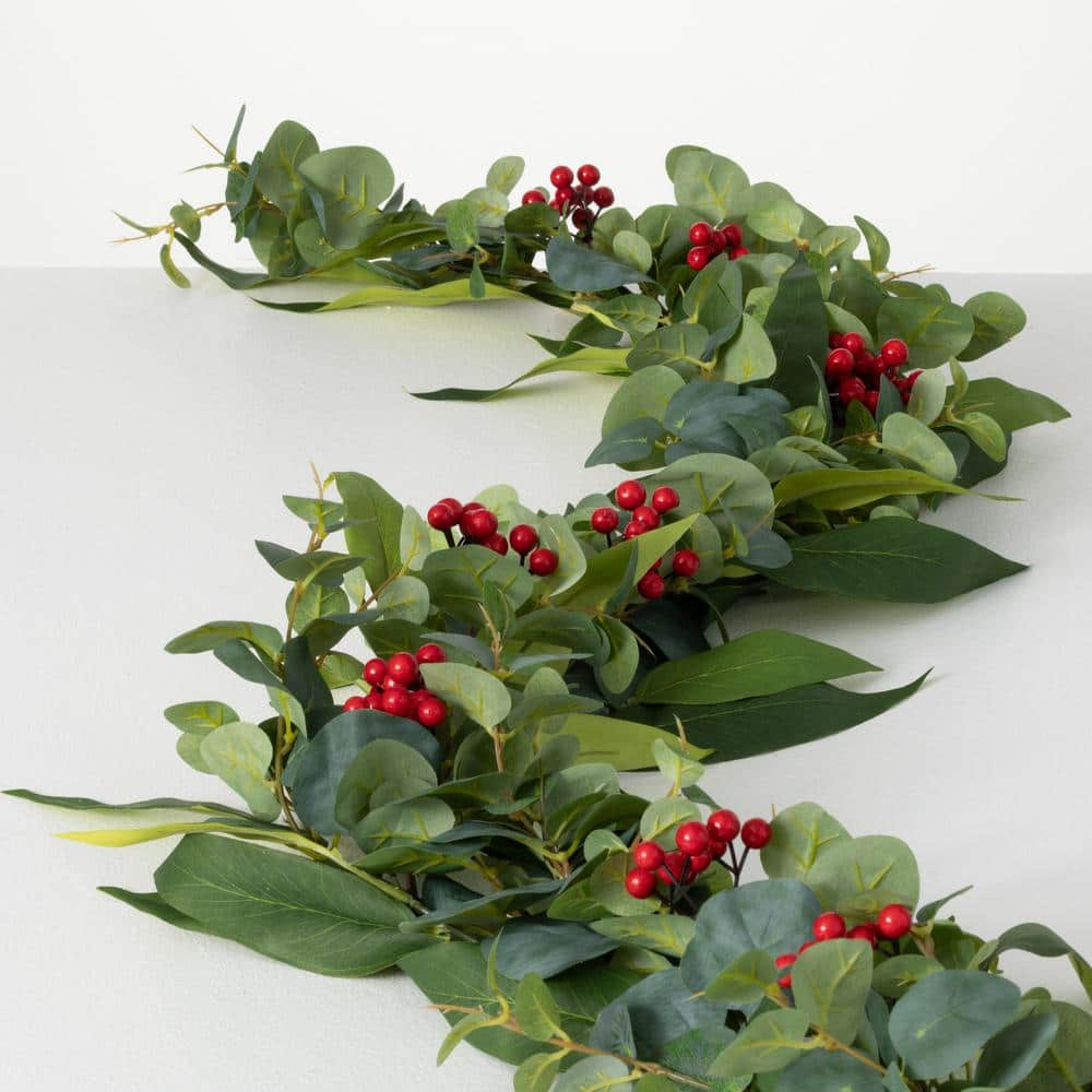 SULLIVANS 70 Artificial Silver Flocked Fern Berry Garland FECGD