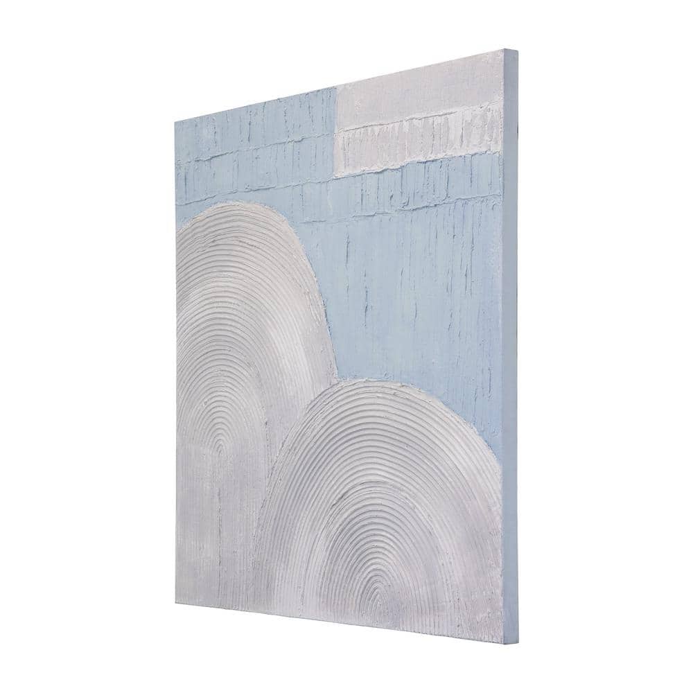 Minimalist Pale Blue and White Abstract Canvas Art