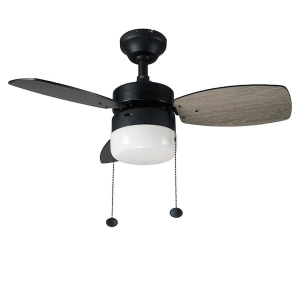 Hampton Bay Triplicity 30 in. Indoor LED Matte Black Ceiling Fan