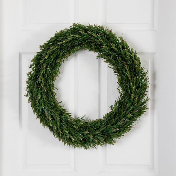 Nearly Natural 24 in. UV Resistant Rosemary Artificial Wreath (Indoor/Outdoor)