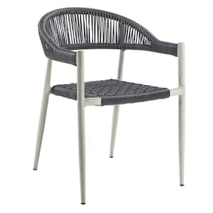Decolina Light Gray Aluminum Outdoor Dining Chair in Dark Gray