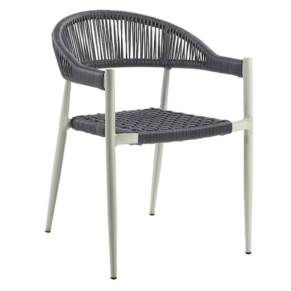 Furniture of America Decolina Light Gray Aluminum Outdoor Dining Chair in Dark Gray