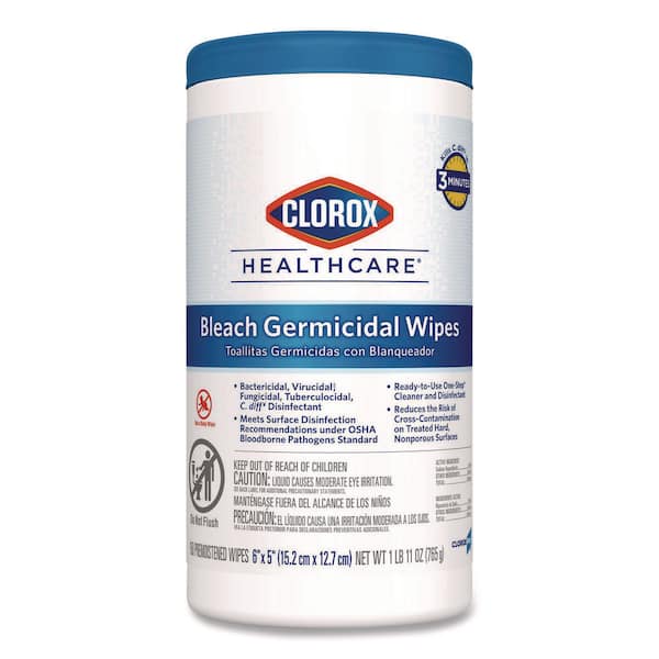 Clorox Healthcare 6 in. x 5 in. Unscented Bleach Germicidal Disinfecting Wipes, Canister (150-Count)