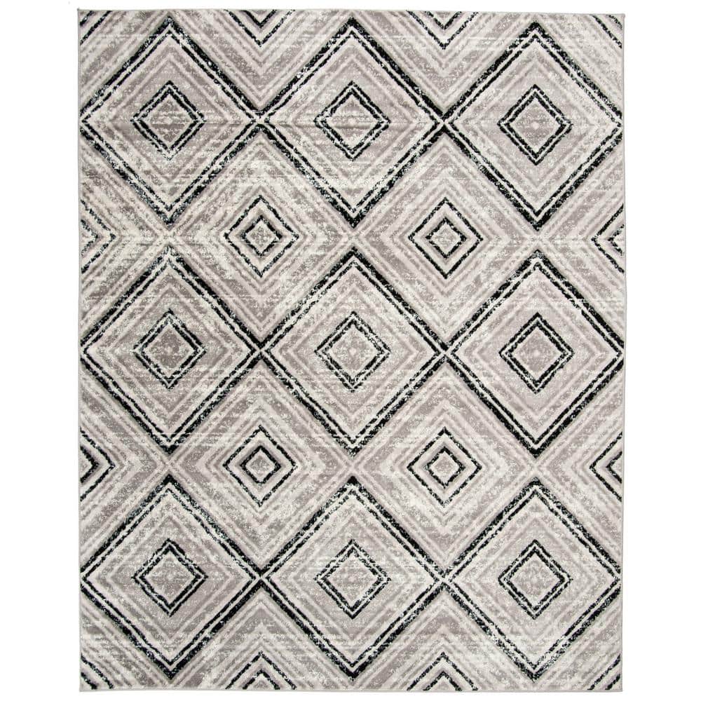 Skyler Geometric Silver Synthetic 9' x 12' Area Rug