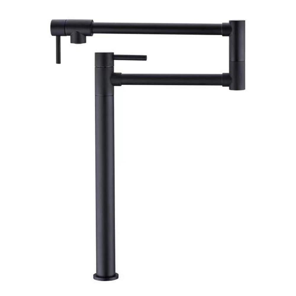 Deck Mounted Pot Filler Faucet with Lever Handle Brass Commercial Swing Arm Folding Kitchen Sink Faucets in Matte Black price history on PriceWatchPro
