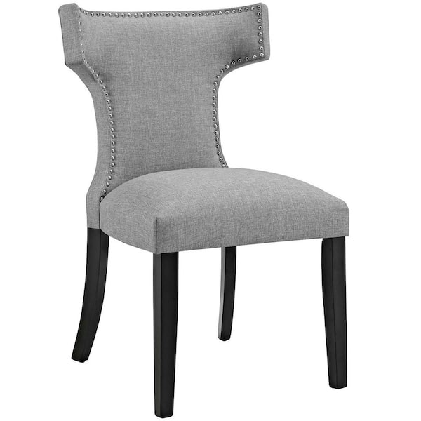 MODWAY Light Gray Curve Fabric Dining Chair