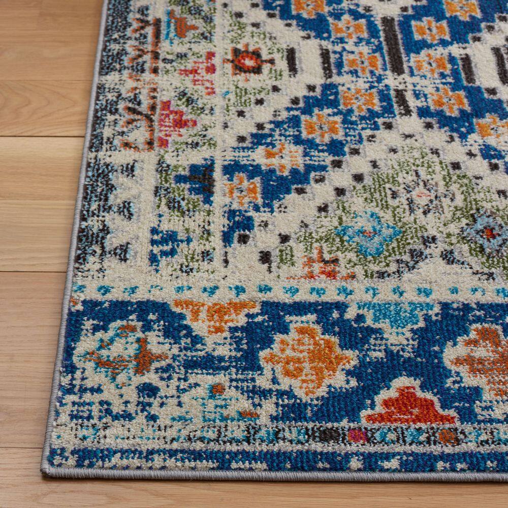 Madison Blue and Beige Geometric Area Rug 3' x 5'
