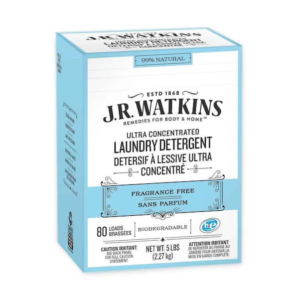 J.R. Watkins 5 lbs. Fragrance Free Powder Laundry Detergent (80 Loads) (8-Case)