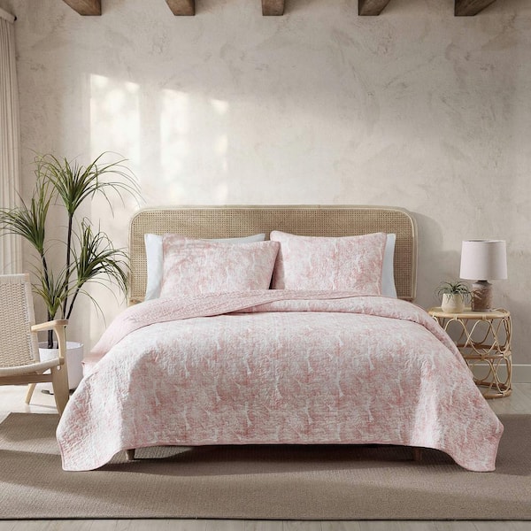 Tommy Bahama Distressed Water leaves 3-Pcs Red Reversible Cotton Full/Queen Quilt  Set USHSA91266440 - The Home Depot