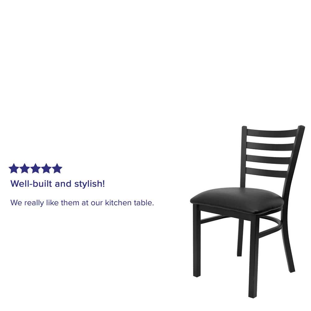 Elegant Ladderback 32'' Dining Chair with Black Vinyl Seat