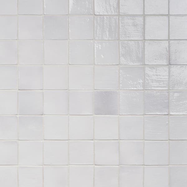 Ivy Hill Tile Orion White 3.93 in. x 3.93 in. Glazed Terracotta Clay Wall Tile (5.38 Sq. Ft./Case)