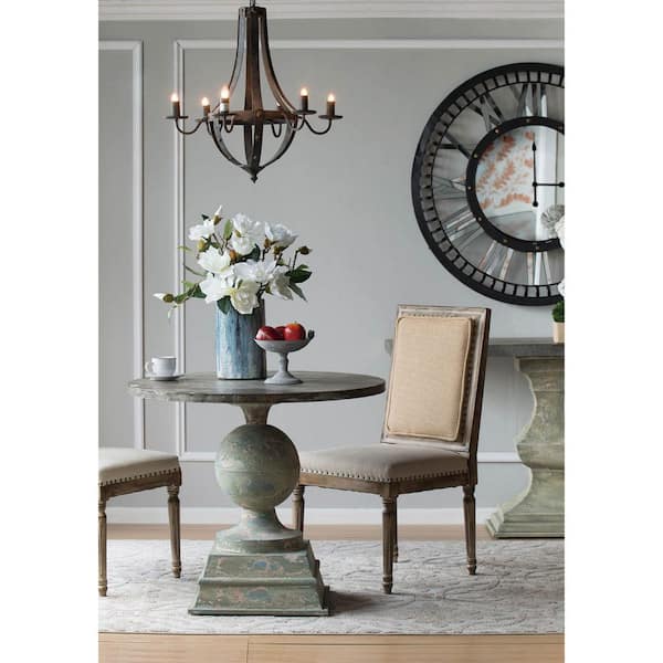 Classic 6-Light Antique Black Metal Industrial Round Chandelier for Kitchen Dining Room Foyer