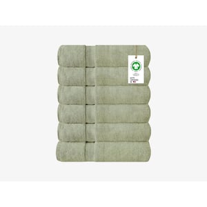 Feather Touch Quick Dry 20 in. x 30 in. Green Tint Solid 100% Organic Cotton 650 GSM Hand Towel (Pack of 6)