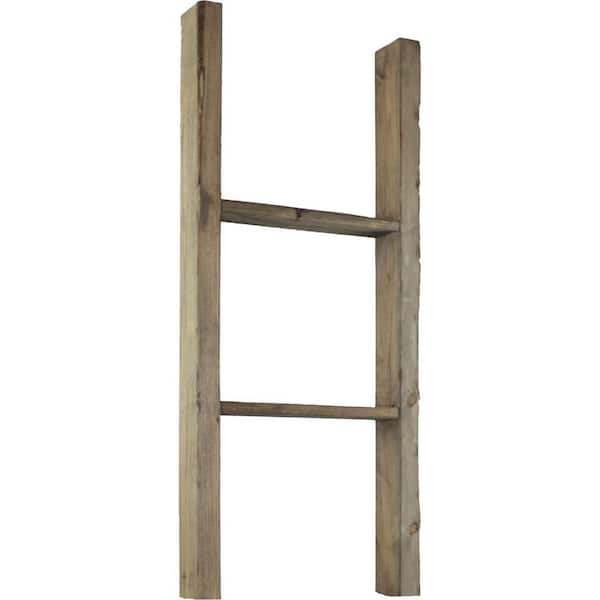 Ekena Millwork 15 in. x 36 in. x 3 1/2 in. Barnwood Decor Collection Pebble Grey Vintage Farmhouse 2-Rung Ladder