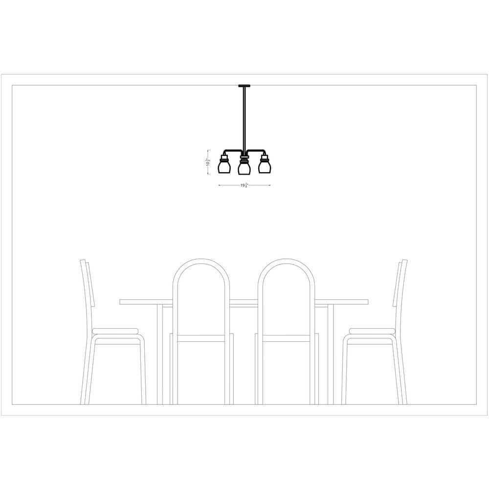 Brushed Nickel 3-Light Chandelier with Clear Seeded Glass Shades
