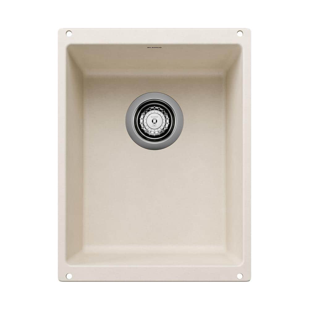 PRECIS White Granite Composite 13.75 in. Undermount Bar Sink in Soft White