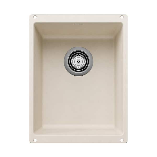 Blanco PRECIS White Granite Composite 13.75 in. Undermount Bar Sink in Soft White