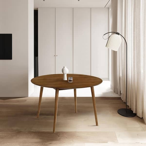Armen Living Arcadia 48 in. Round Walnut Wood 4-Seat Dining Table
