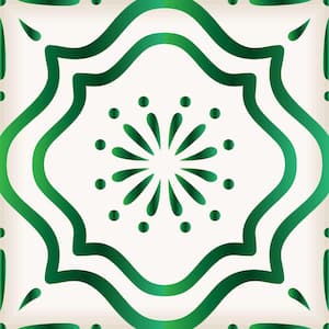 4 in. x 4 in. Green and Off-White B508 Vinyl Peel and Stick Tile (24 Tiles, 2.67 sq. ft./pack)