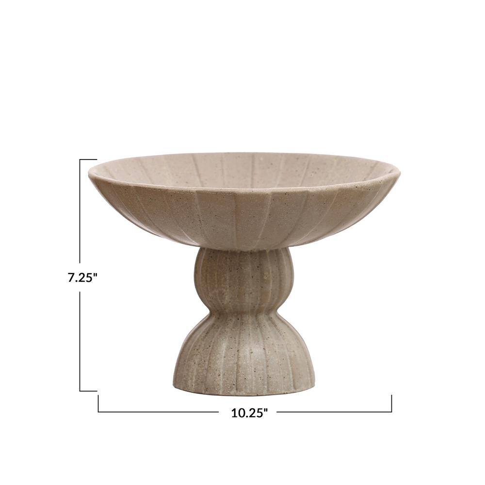 Tan Ceramic Footed Bowl for Salad and Pasta