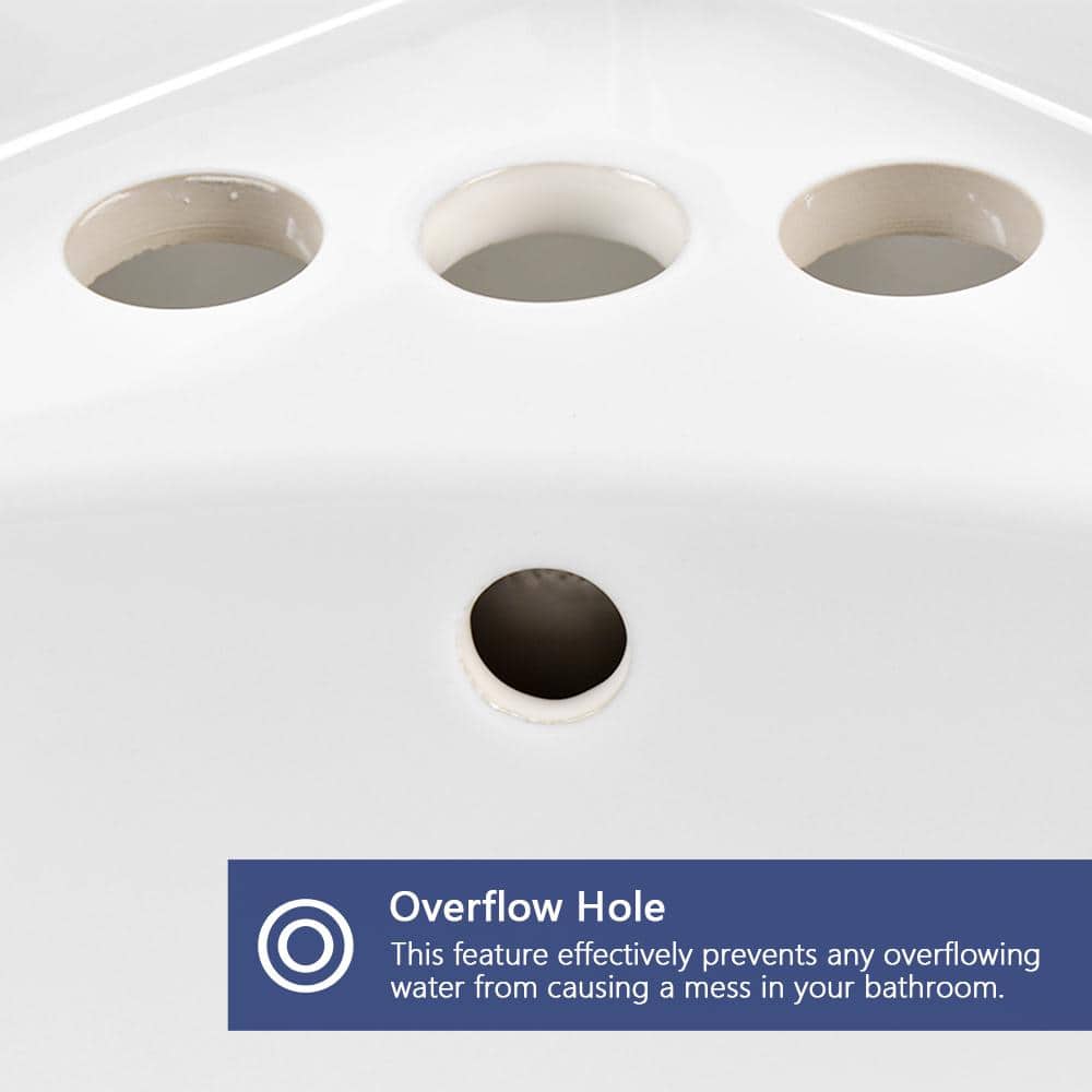 White Ceramic Triangular Corner Pedestal Bathroom Sink