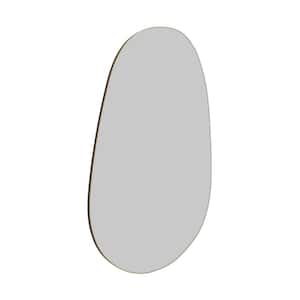 Starla 36 in. W x 59 in. H Framed Pebble Shape Bathroom Vanity Mirror in Satin Brass