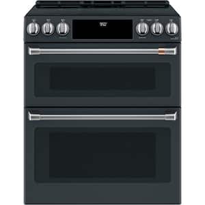 30 in. 7.0 cu. ft. Smart Slide-In Double Oven Induction Range with Convection in Matte Black, Fingerprint Resistant