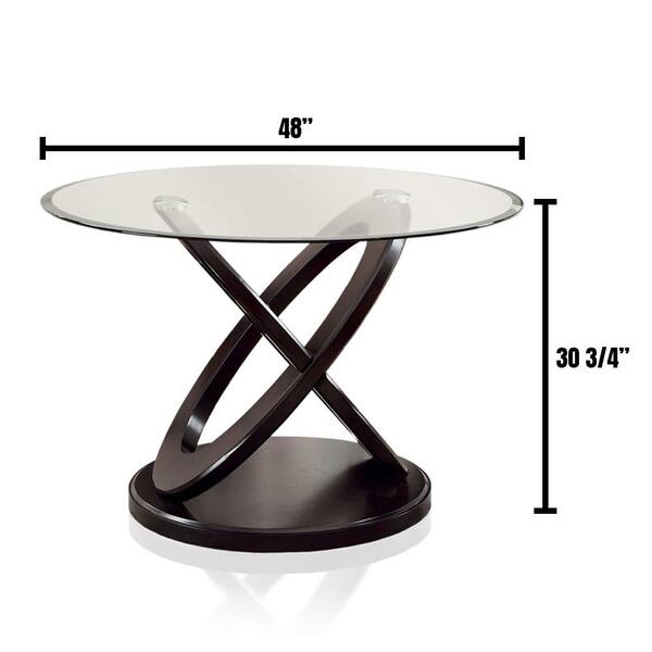 William S Home Furnishing Atenna I Dark Walnut Glass Top Round Dining Table Cm3774t The Depot William S Home Furnishing Atenna I Dark, Round Dining Table Glass Top