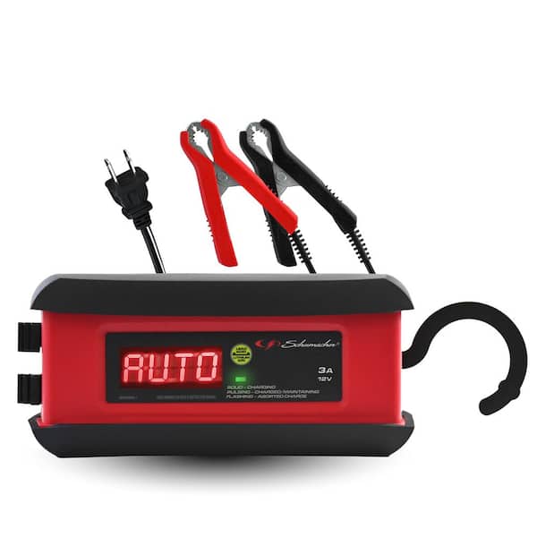 12V 3A 3-in-1 Car Battery Charger and Maintainer, For Motorcycle, Lawn Tractor, Power Sport, and Car Batteries