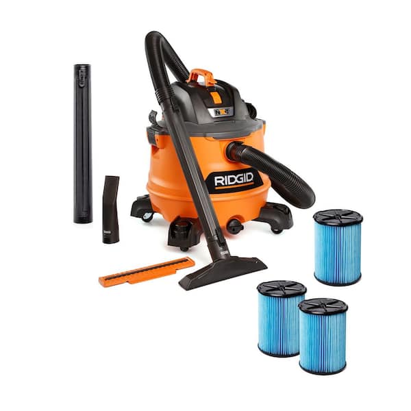 14 Gal. 6.0 Peak HP NXT Shop Vacuum HD1400 Wet Dry Vac with 2 Additional Fine Dust Filters, Hose and Accessories