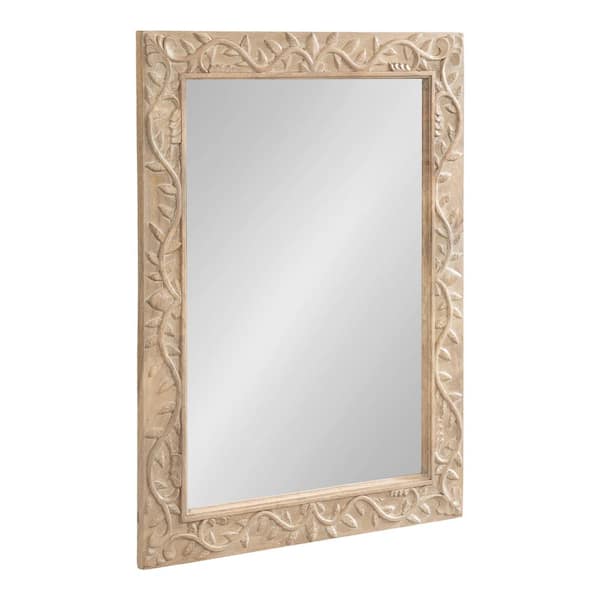 Kate and Laurel Natesa 24 in. W x 32 in. H Natural Rectangle Traditional Framed Decorative Wall Mirror