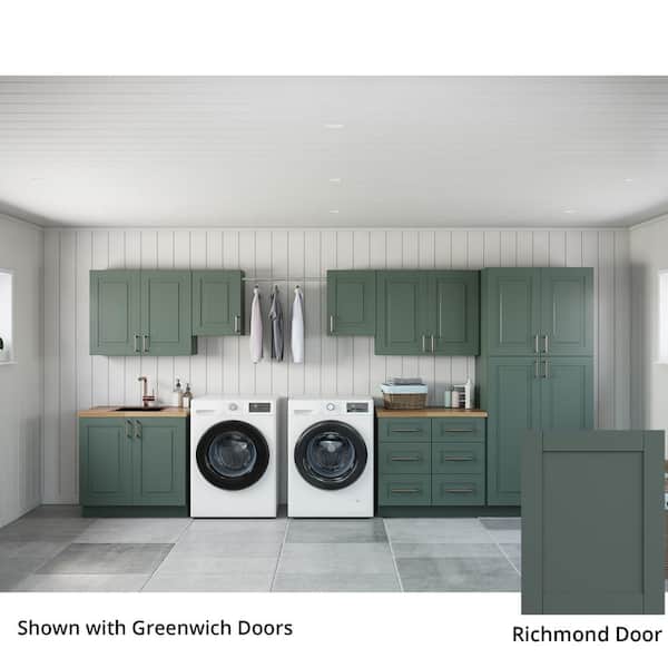 MILL'S PRIDE Richmond Aspen Green Plywood Shaker Stock Ready to Assemble Kitchen-Laundry Cabinet Kit 24 in. x 84 in. x 174 in.
