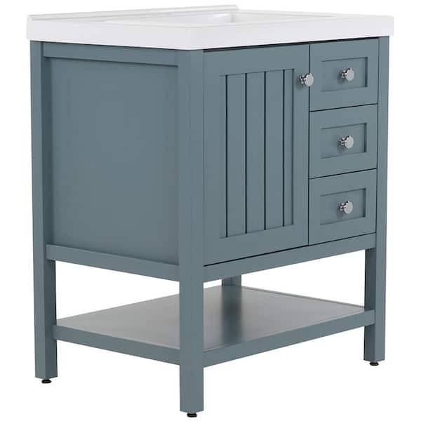Lanceton 31 in. Single Sink Sage Bath Vanity with White Cultured Marble Top (Assembled)